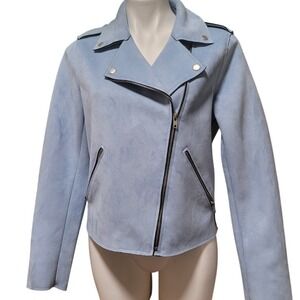 Members Only Faux Suade Biker Motorcycle Jacket Blue Women M motorcore y2k 90s